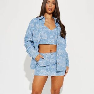 Fashionova - All About Us 3 Piece SKirt set - light wash